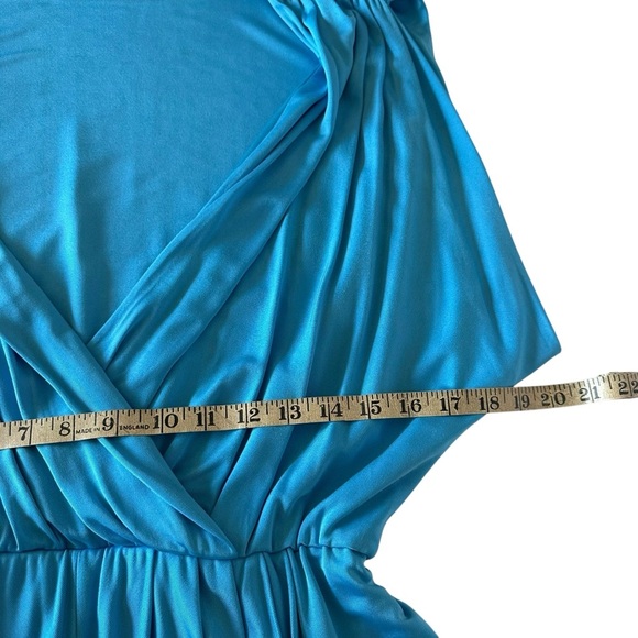 NWT BLACK HALO JILL WRAP STYLE RUCHED AQUA BLUE MINI DRESS SIZE LARGE - Picture 10 of 13
